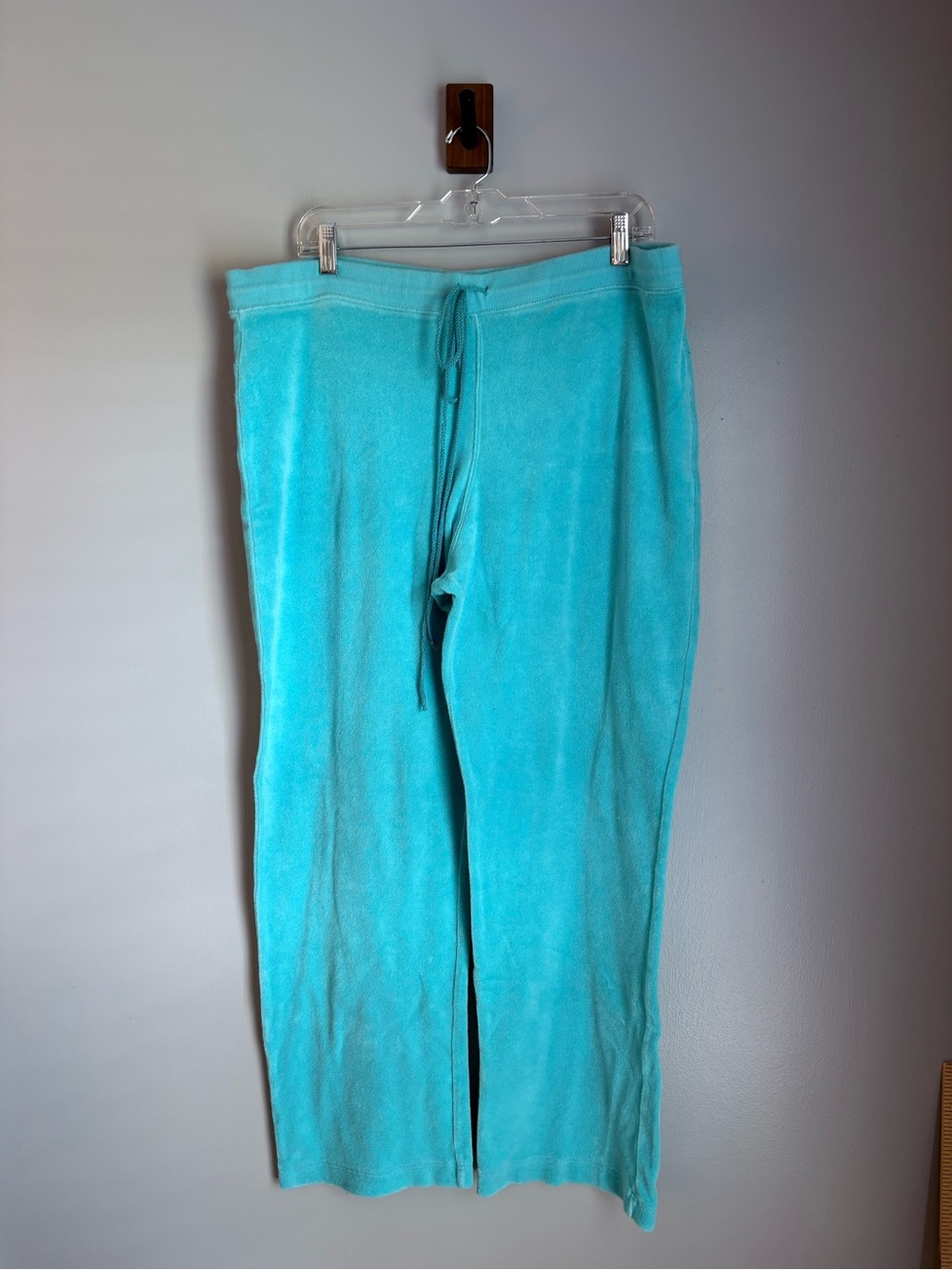 Lilly Pulitzer Womens XL Turquoise Blue Terry Cloth Lounge Pants Embroidered
